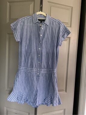 Banana Republic Blue and White Striped Mini Romper